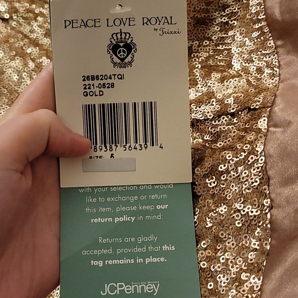 NWT Gold Sequin Tulle Dress - Picture 5 of 7